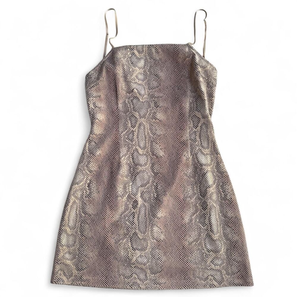 Urban Outfitters Metallic Beige Snakeskin Pattern Tie Back Mini Dress S